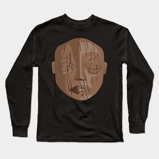 Rarotonga Polynesian Cook Islands Tribal Art Face Mask Artwork Gift Long Sleeve T-Shirt by Maljonic